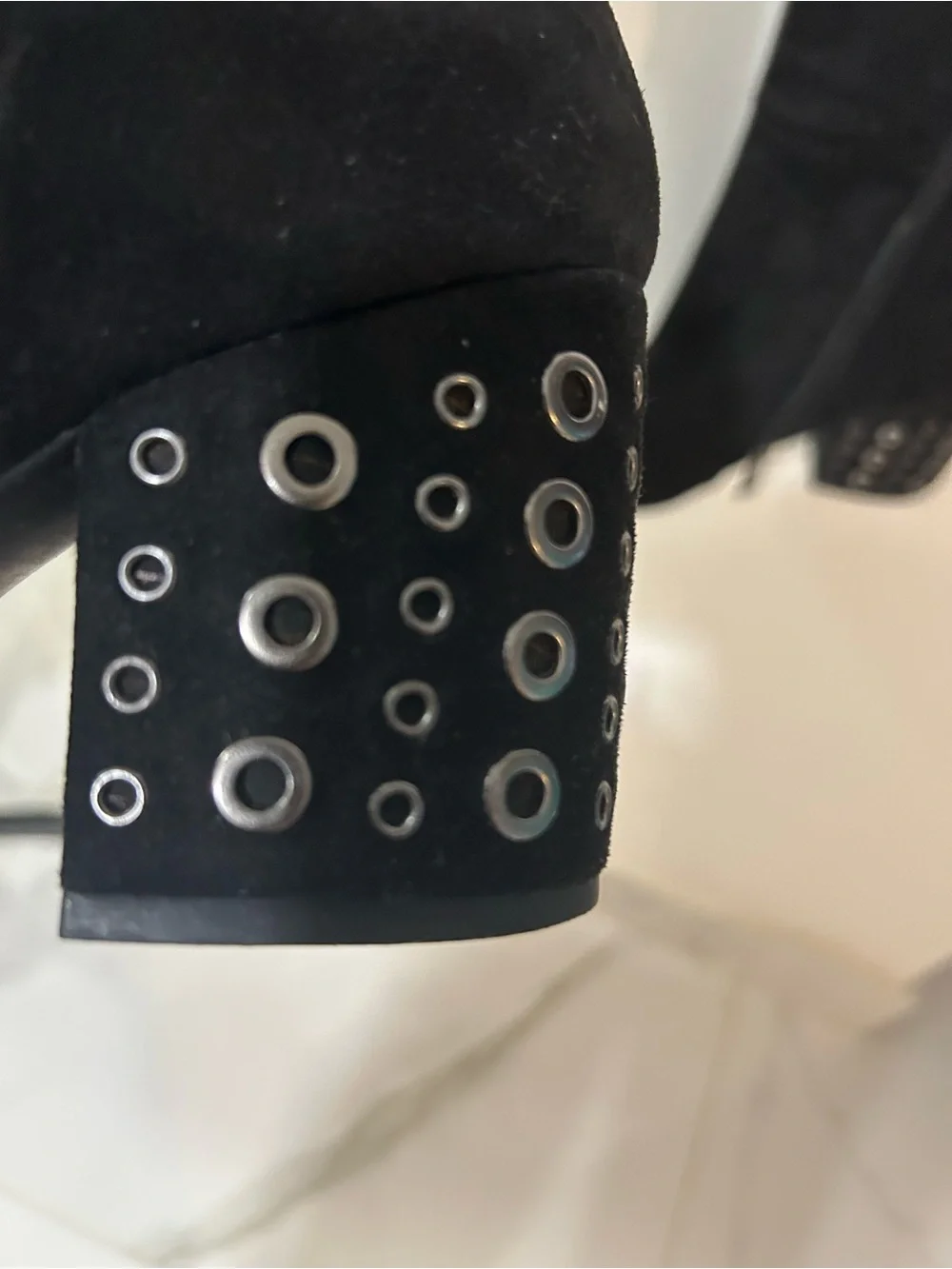 Sbicca Black Over-the-Knee Suede Boots with Studded Block Heel Size 6.5